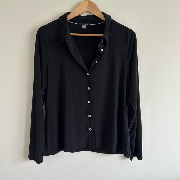 Tommy Hilfiger Tops - TOMMY HILFIGER y2k Button Up Black Long Sleeve Blouse